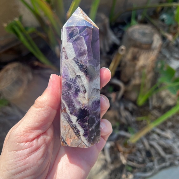 Chevron Amethyst Crystal Tower - Picture 4 of 10
